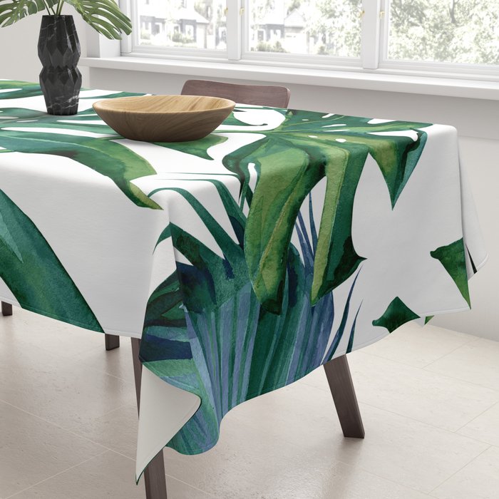 Classic Palm Leaves Tropical Jungle Green Tablecloth Gallery Image 3