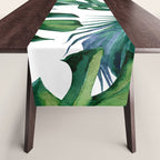 Classic Palm Leaves Tropical Jungle Green Table Runner Gallery Image 1