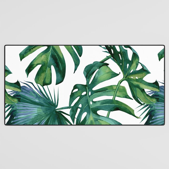 Classic Palm Leaves Tropical Jungle Green Desk Mat Gallery Image 3