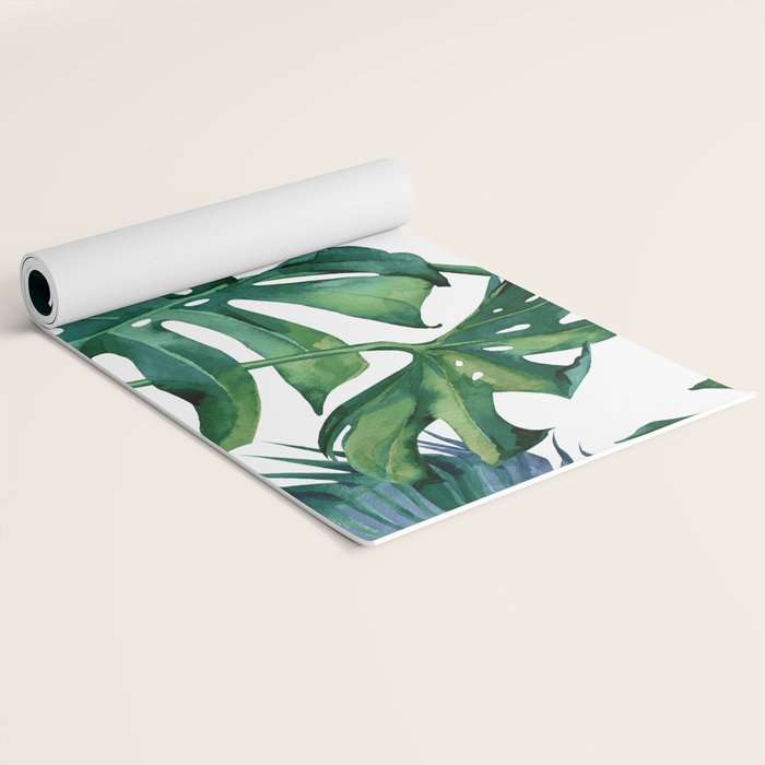 Classic Palm Leaves Tropical Jungle Green Yoga Mat Gallery Image 2