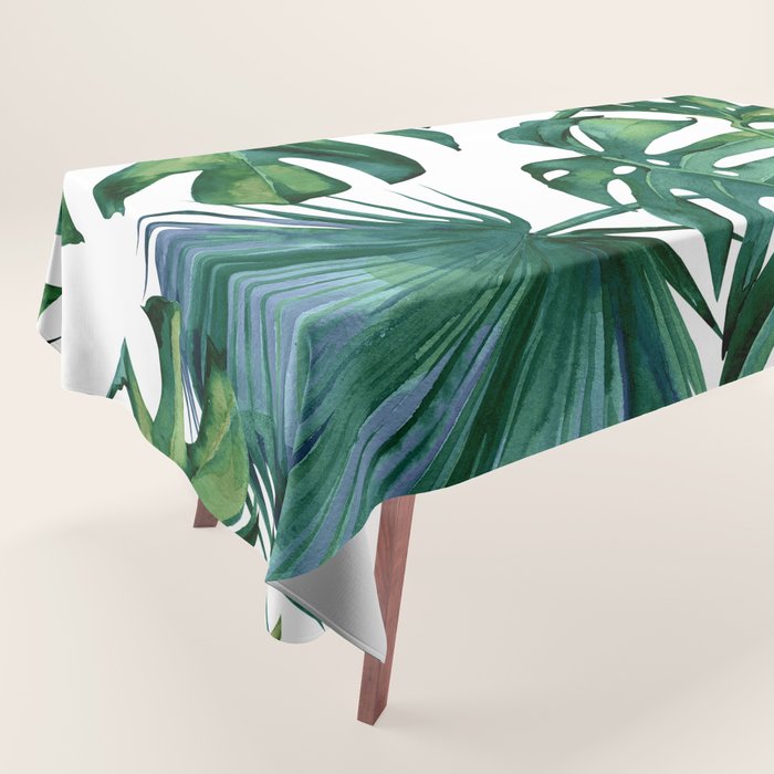 Classic Palm Leaves Tropical Jungle Green Tablecloth Gallery Image 1