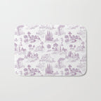 Toile de Jouy Vintage French Romantic Pastoral Lilac & White Bath Mat Gallery Image 1