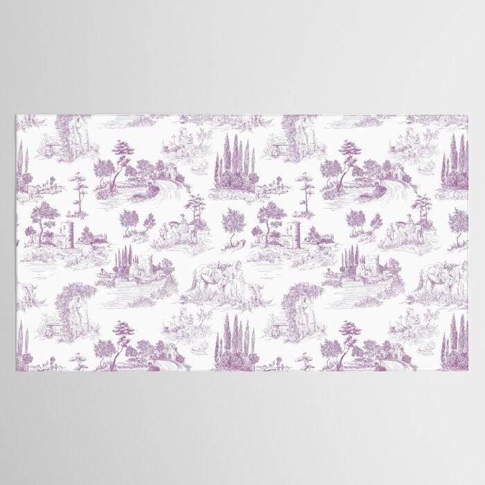 Toile de Jouy Vintage French Romantic Pastoral Lilac & White Tablecloth Gallery Image 2