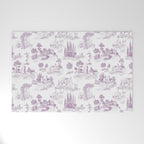 Toile de Jouy Vintage French Romantic Pastoral Lilac & White Welcome Mat Gallery Image 1