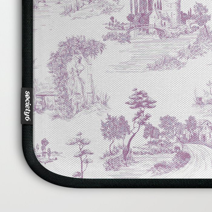 Toile de Jouy Vintage French Romantic Pastoral Lilac & White Laptop Sleeve Gallery Image 3