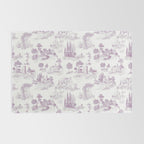 Toile de Jouy Vintage French Romantic Pastoral Lilac & White Rug Gallery Image 2