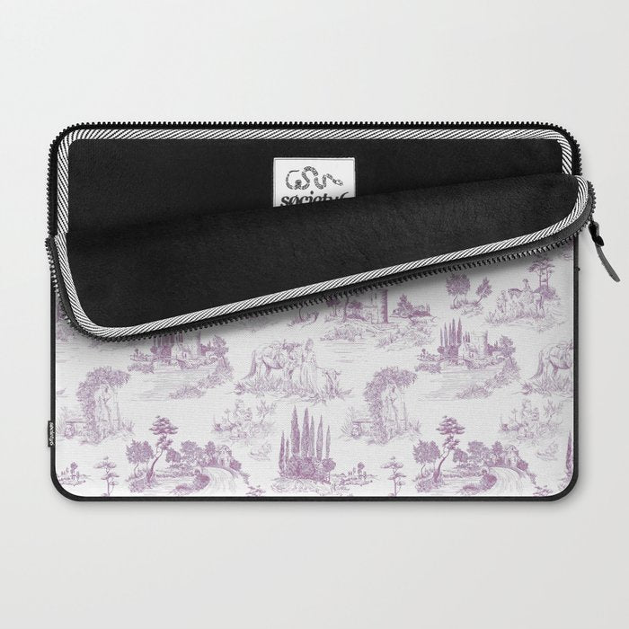 Toile de Jouy Vintage French Romantic Pastoral Lilac & White Laptop Sleeve Gallery Image 2