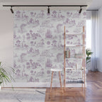 Toile de Jouy Vintage French Romantic Pastoral Lilac & White Wall Mural Gallery Image 1