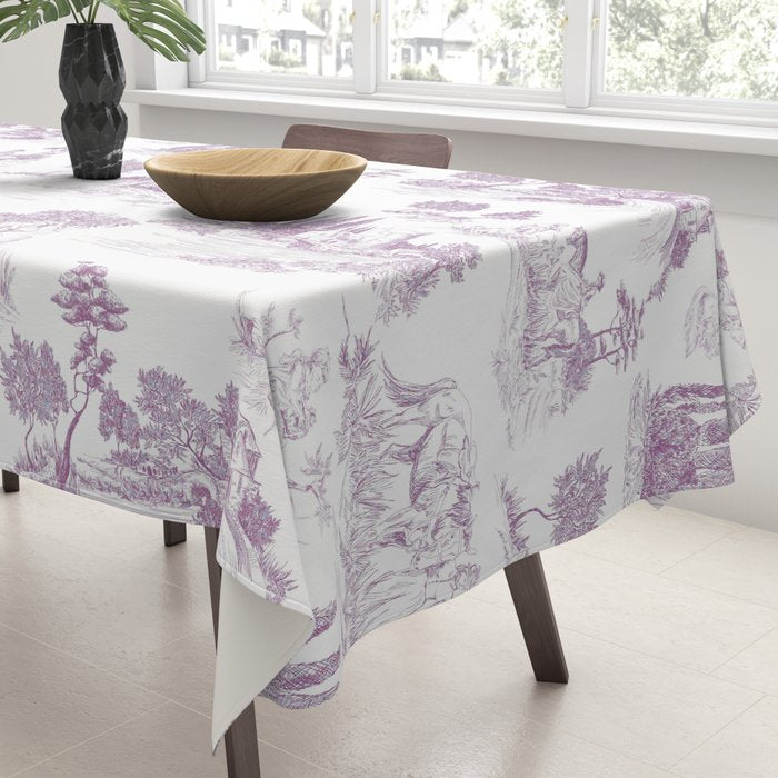 Toile de Jouy Vintage French Romantic Pastoral Lilac & White Tablecloth Gallery Image 3
