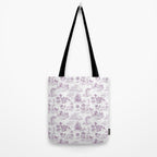 Toile de Jouy Vintage French Romantic Pastoral Lilac & White Tote Bag Gallery Image 2