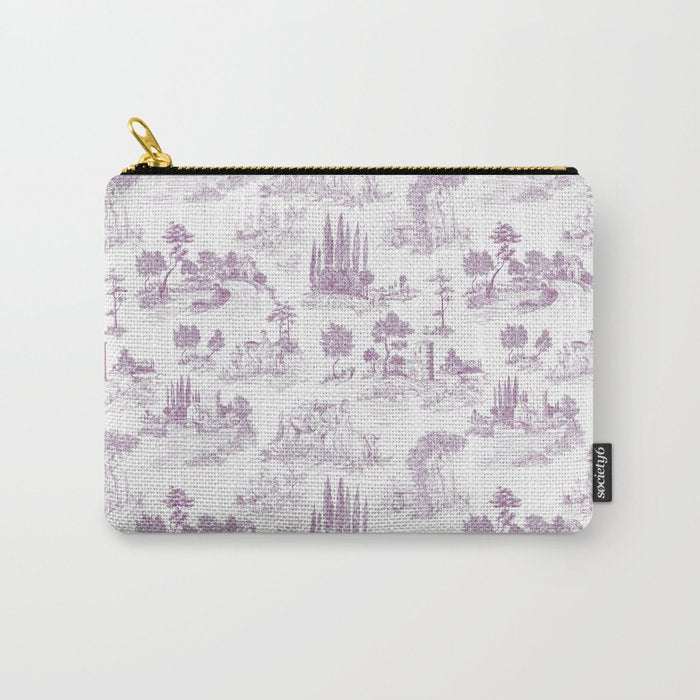 Toile de Jouy Vintage French Romantic Pastoral Lilac & White Carry All Pouch Gallery Image 1