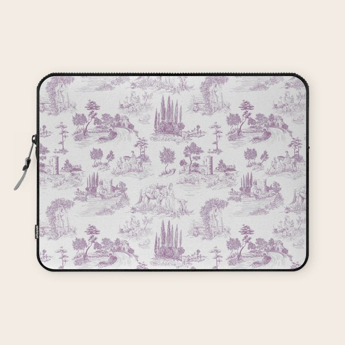 Toile de Jouy Vintage French Romantic Pastoral Lilac & White Laptop Sleeve Gallery Image 1