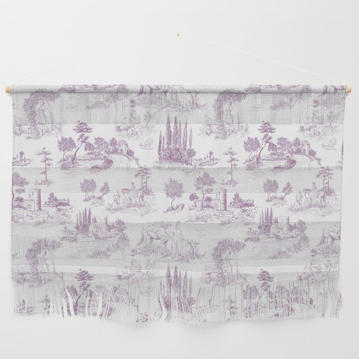 Toile de Jouy Vintage French Romantic Pastoral Lilac & White Wall Hanging Gallery Image 1