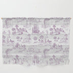 Toile de Jouy Vintage French Romantic Pastoral Lilac & White Wall Hanging Gallery Image 1