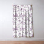 Toile de Jouy Vintage French Romantic Pastoral Lilac & White Window Curtain Gallery Image 3
