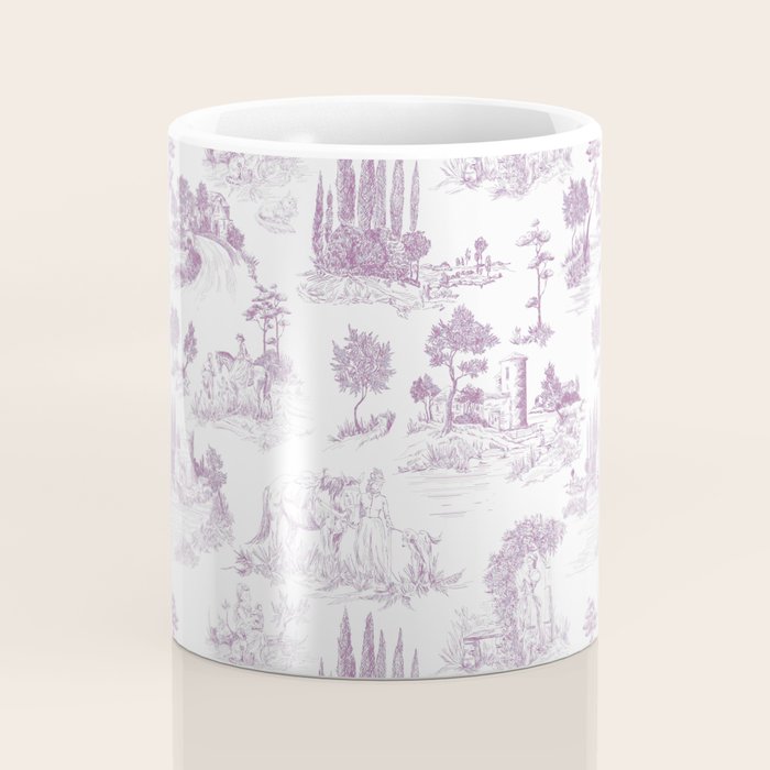 Toile de Jouy Vintage French Romantic Pastoral Lilac & White Coffee Mug Gallery Image 4