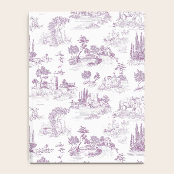 Toile de Jouy Vintage French Romantic Pastoral Lilac & White Notebook Gallery Image 4