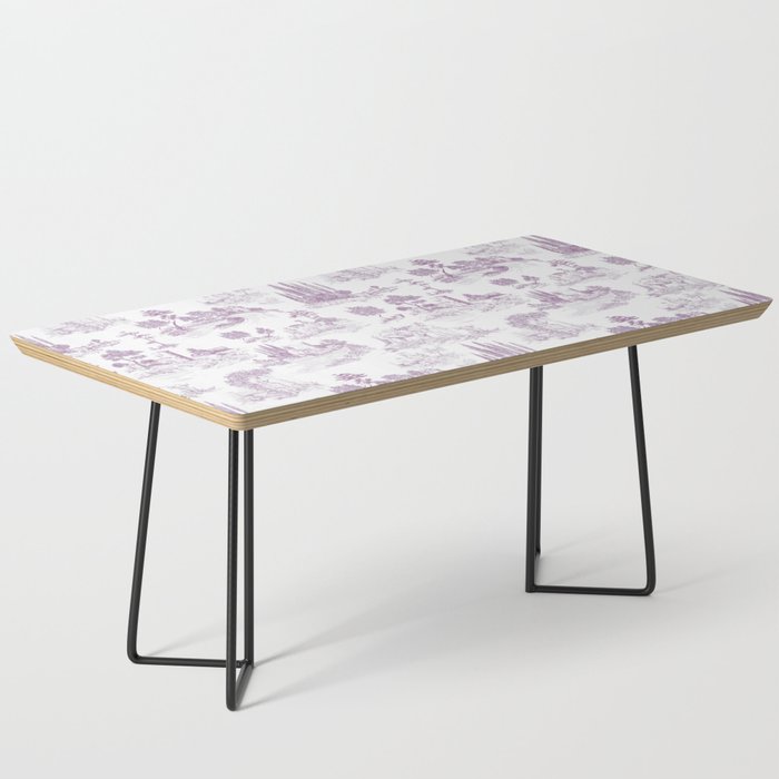 Toile de Jouy Vintage French Romantic Pastoral Lilac & White Coffee Table Gallery Image 1