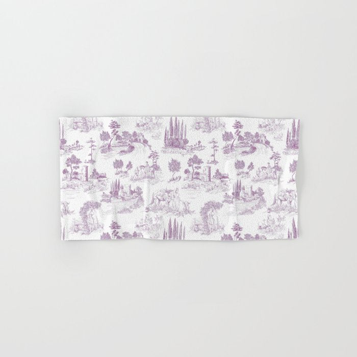 Toile de Jouy Vintage French Romantic Pastoral Lilac & White Towels Gallery Image 1