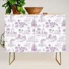 Toile de Jouy Vintage French Romantic Pastoral Lilac & White Credenza Gallery Image 1