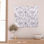 Toile de Jouy Vintage French Romantic Pastoral Lilac & White Wall Tapestry Gallery Image 2