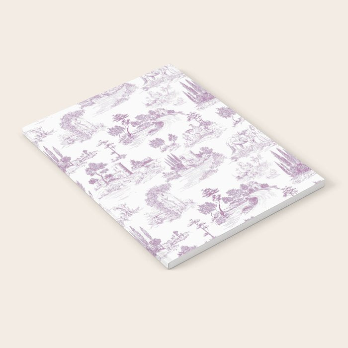 Toile de Jouy Vintage French Romantic Pastoral Lilac & White Notebook Gallery Image 1