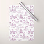 Toile de Jouy Vintage French Romantic Pastoral Lilac & White Wrapping Paper Gallery Image 1