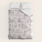 Toile de Jouy Vintage French Romantic Pastoral Lilac & White Duvet Cover Gallery Image 6