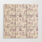Toile de Jouy Vintage French Romantic Pastoral Lilac & White Wood Wall Art Gallery Image 1
