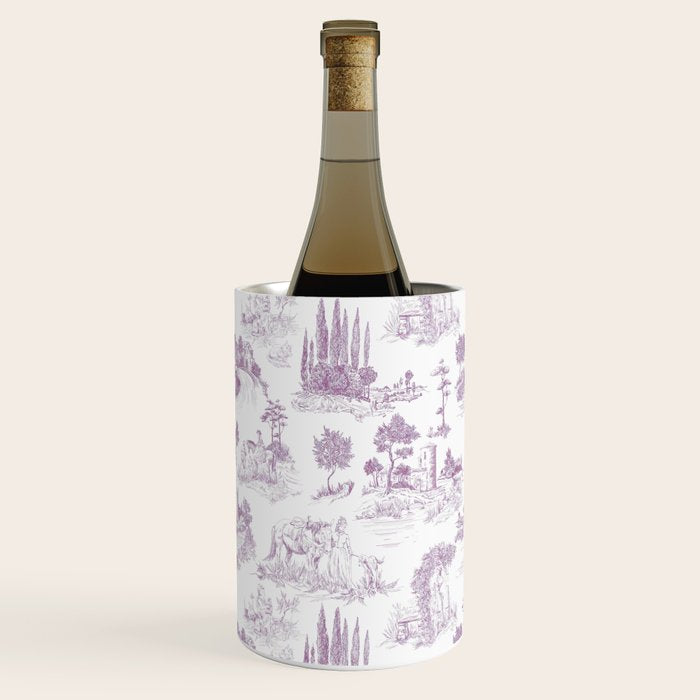 Toile de Jouy Vintage French Romantic Pastoral Lilac & White Wine Chiller Gallery Image 1