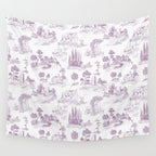 Toile de Jouy Vintage French Romantic Pastoral Lilac & White Wall Tapestry Gallery Image 4
