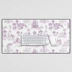 Toile de Jouy Vintage French Romantic Pastoral Lilac & White Desk Mat Gallery Image 1