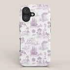 Toile de Jouy Vintage French Romantic Pastoral Lilac & White iPhone Case Gallery Image 1
