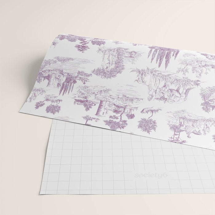 Toile de Jouy Vintage French Romantic Pastoral Lilac & White Wrapping Paper Gallery Image 2