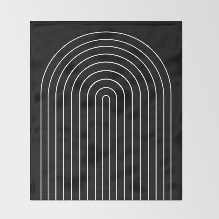 Minimal Arch III Black and White Modern Geometric Lines Throw Blanket Gallery Image 2
