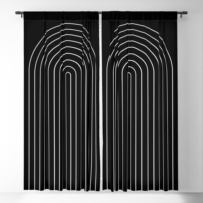 Minimal Arch III Black and White Modern Geometric Lines Window Curtain Gallery Image 5