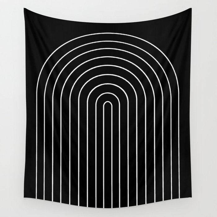 Minimal Arch III Black and White Modern Geometric Lines Wall Tapestry Gallery Image 4