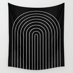 Minimal Arch III Black and White Modern Geometric Lines Wall Tapestry Gallery Image 4