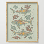 Midnight Swim | Dusty Sunset Palette | Ocean Shark Art Serving Tray Gallery Image 1