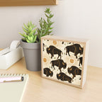 Bison - black, gold, moss green, and cream Mini Art Print Gallery Image 2