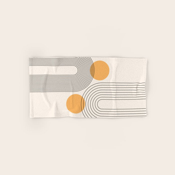 Mid Century Modern Geometric 70 (Rainbow and Sun Abstraction) Bath Towel Gallery Image 1