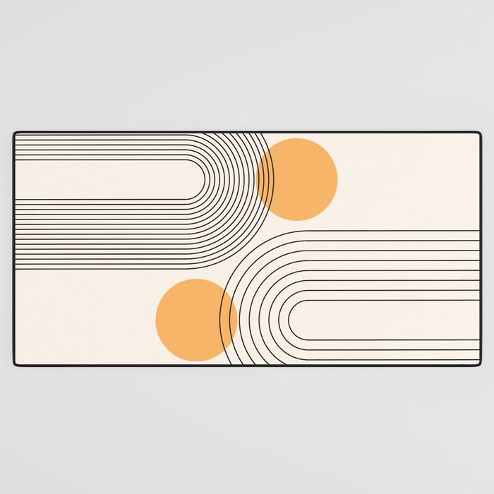 Mid Century Modern Geometric 70 (Rainbow and Sun Abstraction) Desk Mat Gallery Image 3