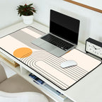 Mid Century Modern Geometric 70 (Rainbow and Sun Abstraction) Desk Mat Gallery Image 2