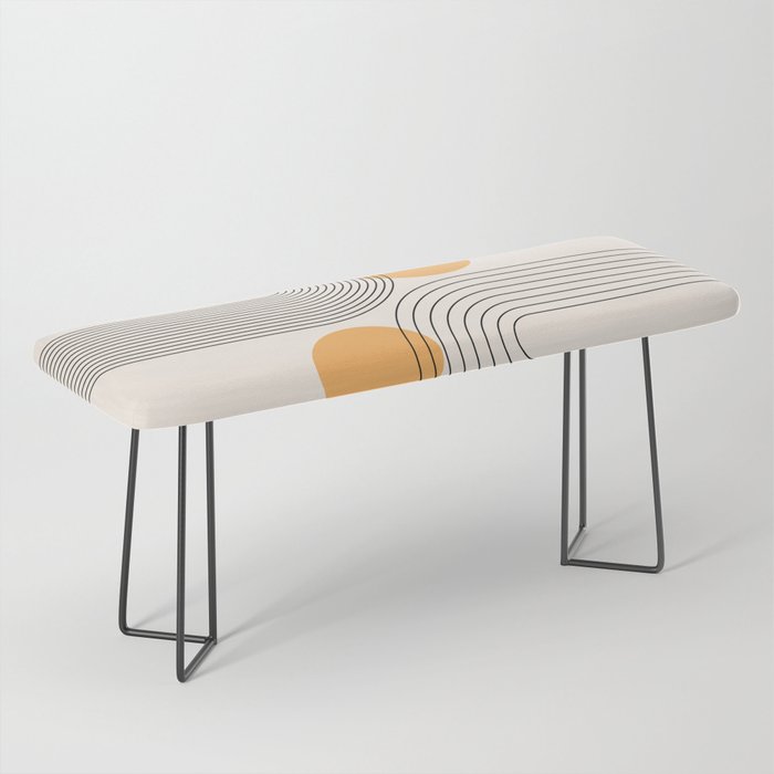 Mid Century Modern Geometric 70 (Rainbow and Sun Abstraction) Bench Gallery Image 1