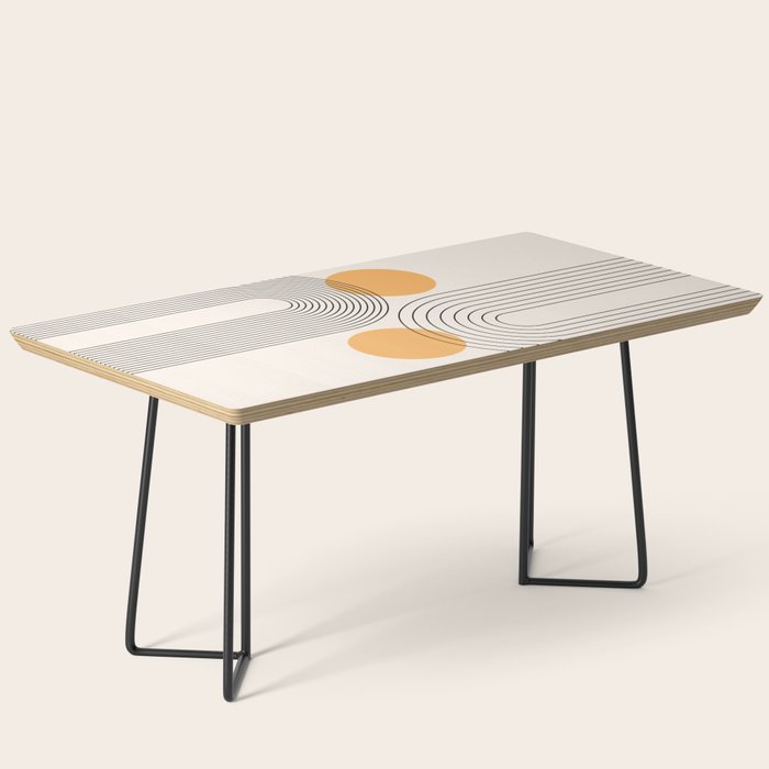 Mid Century Modern Geometric 70 (Rainbow and Sun Abstraction) Coffee Table Gallery Image 1