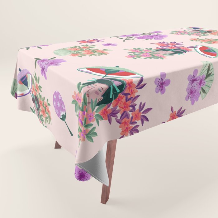 Pastel purple oriental pattern Tablecloth Gallery Image 1