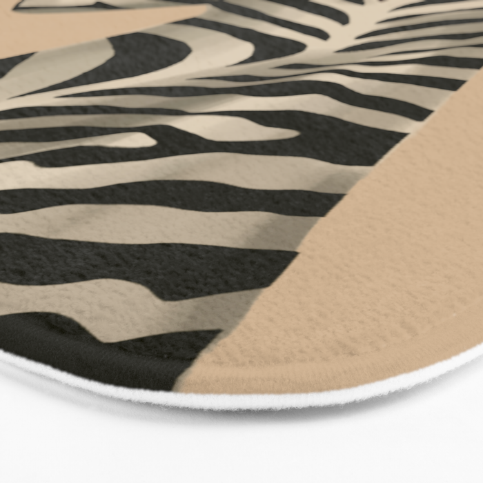 Woman with Birds and Zebra Pattern Dress Bath Mat Gallery Image 3