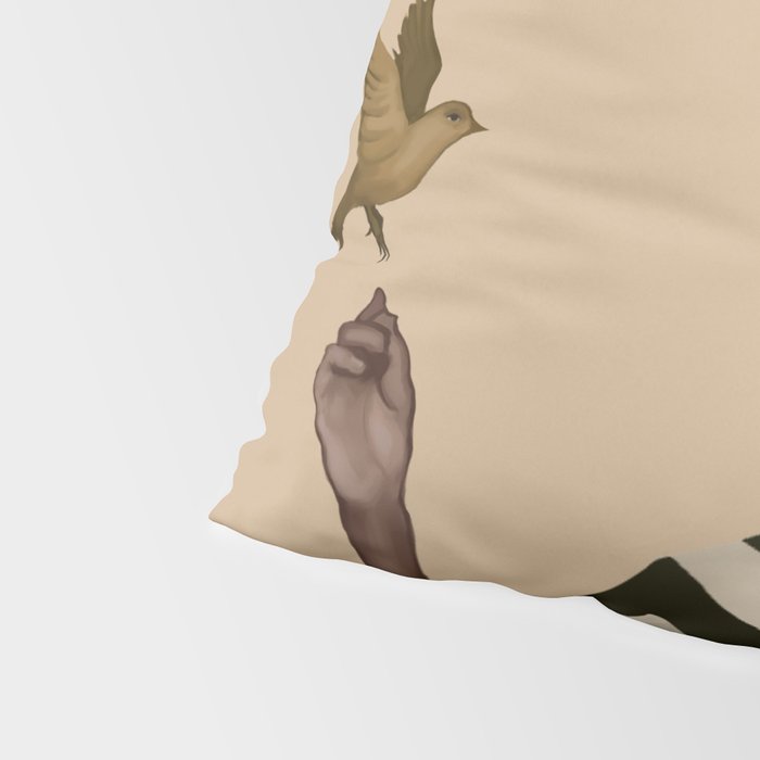 Woman with Birds and Zebra Pattern Dress Pillow Sham Gallery Image 4