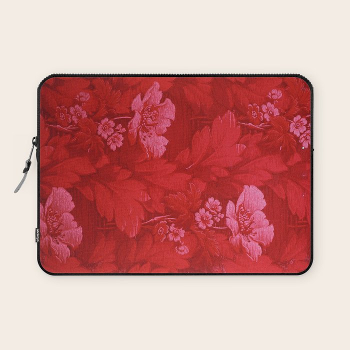 Antique Red Flower Pattern Laptop Sleeve Gallery Image 1
