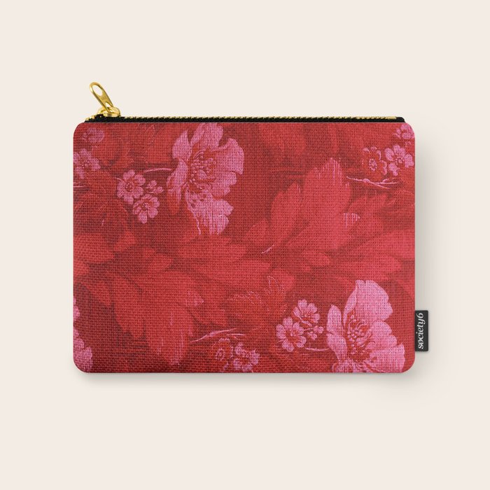 Antique Red Flower Pattern Carry All Pouch Gallery Image 1